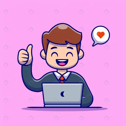 man employee thumbs up with laptop cartoon people crc92354ccc size0.63mb - title:graphic home - اورچین فایل - format: - sku: - keywords: p_id:353984
