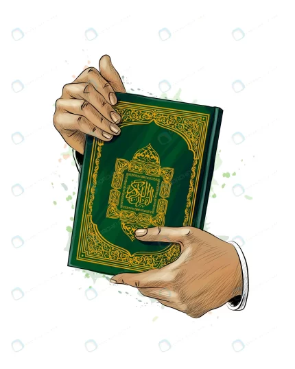 man hands holds holy book koran from splash water crc5d682548 size8.75mb - title:graphic home - اورچین فایل - format: - sku: - keywords: p_id:353984