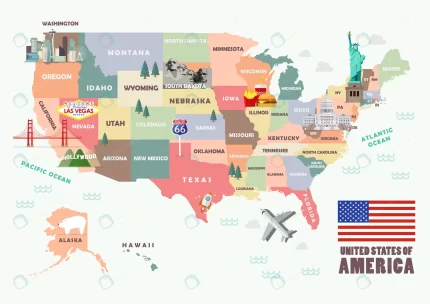 map united states america with famous attractions rnd491 frp2050010 - title:graphic home - اورچین فایل - format: - sku: - keywords: p_id:353984
