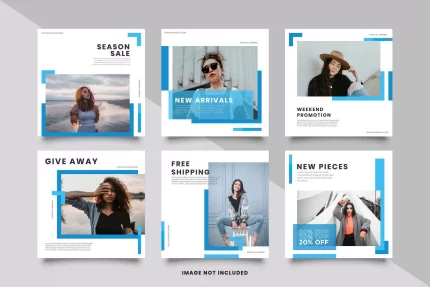 minimalist blue social media post template collection - title:graphic home - اورچین فایل - format: - sku: - keywords: p_id:353984