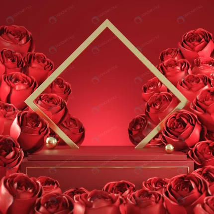 mockup luxury valentine red display with bouquet crc007956d0 size17.68mb 5000x5000 1 - title:graphic home - اورچین فایل - format: - sku: - keywords: p_id:353984