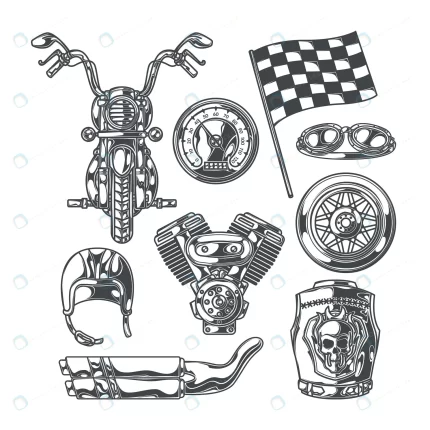 motoclub set with isolated monochrome images moto crc729de36e size4.54mb - title:graphic home - اورچین فایل - format: - sku: - keywords: p_id:353984