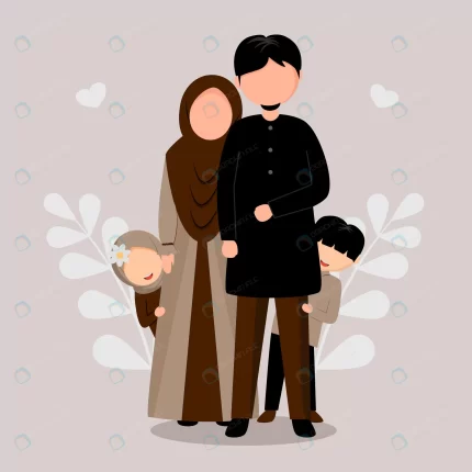 muslim family illustration with simple background crcb45c7e23 size2.17mb - title:graphic home - اورچین فایل - format: - sku: - keywords: p_id:353984