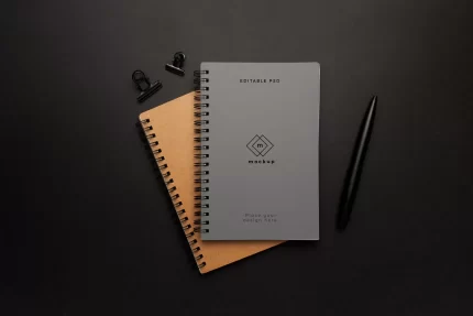 notebooks mockup with black element on black back crca67e5210 size57.1mb 1 - title:graphic home - اورچین فایل - format: - sku: - keywords: p_id:353984