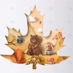paper cut autumn maple leaf with owl bear squirre crc6cb450af size7.34mb - title:Home - اورچین فایل - format: - sku: - keywords:وکتور,موکاپ,افکت متنی,پروژه افترافکت p_id:63922