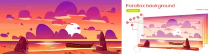 parallax background sunset ocean with boat 2d nat crc7f65603b size2.72mb - title:graphic home - اورچین فایل - format: - sku: - keywords: p_id:353984