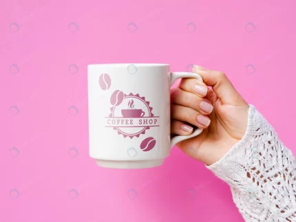 person holding white mug mock up pink background. crcd39f5587 size78.99mb 1 - title:graphic home - اورچین فایل - format: - sku: - keywords: p_id:353984
