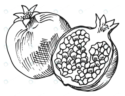 pomegranate sketch whole fruit half hand drawn st crc625c4014 size2.27mb - title:graphic home - اورچین فایل - format: - sku: - keywords: p_id:353984