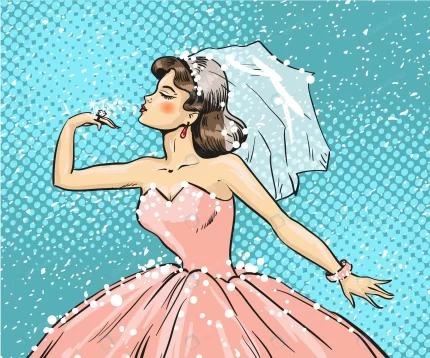 pop art illustration bride looking wedding ring crc0fcd4b4f size9.29mb - title:graphic home - اورچین فایل - format: - sku: - keywords: p_id:353984