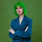portrait charming lady wearing green wig blue jac crc34061a78 size14.45mb 6578x4385 - title:Home - اورچین فایل - format: - sku: - keywords:وکتور,موکاپ,افکت متنی,پروژه افترافکت p_id:63922