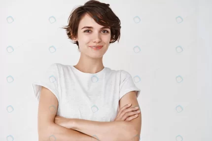 portrait confident happy woman with short hair cr crc040992ca size10.71mb 7000x4667 - title:graphic home - اورچین فایل - format: - sku: - keywords: p_id:353984