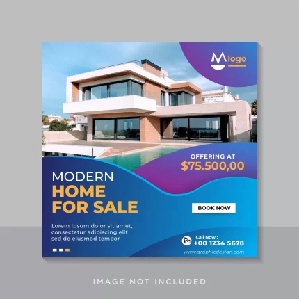 real estate sale social media banner square flyer template - title:graphic home - اورچین فایل - format: - sku: - keywords: p_id:353984