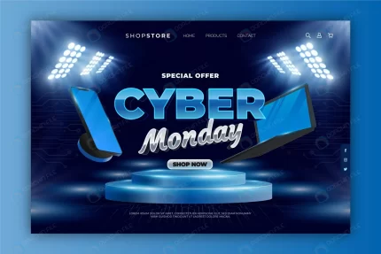 realistic cyber monday landing page template crcdbde147e size7.69mb - title:graphic home - اورچین فایل - format: - sku: - keywords: p_id:353984