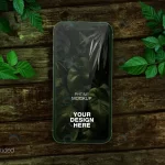 - realistic nature phone mockup with plants design crc000305b9 size55.50mb - Home