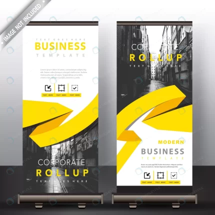 roll up banner with yellow ribbon detailed crc78199f09 size2.03mb - title:graphic home - اورچین فایل - format: - sku: - keywords: p_id:353984