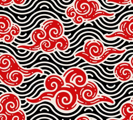 seamless pattern red clouds with sea ornament dood rnd770 frp13309641 1 - title:graphic home - اورچین فایل - format: - sku: - keywords: p_id:353984