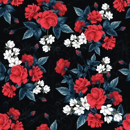 seamless pattern red rose magnolia lilly flowers crcb6e14792 size30.97mb - title:graphic home - اورچین فایل - format: - sku: - keywords: p_id:353984