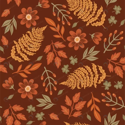 seamless pattern with autumn leaves berriesand flo rnd462 frp29953465 - title:graphic home - اورچین فایل - format: - sku: - keywords: p_id:353984
