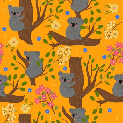 seamless pattern with koalas branches rnd371 frp25514538 1 - title:graphic home - اورچین فایل - format: - sku: - keywords: p_id:353984