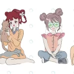 set cute anime girls with cats illustrations vario rnd570 frp29136781 - title:Home - اورچین فایل - format: - sku: - keywords:وکتور,موکاپ,افکت متنی,پروژه افترافکت p_id:63922