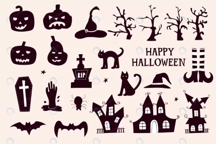 set elements halloween holiday black white hand dr rnd669 frp31525548 - title:graphic home - اورچین فایل - format: - sku: - keywords: p_id:353984