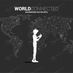 - silhouette man use mobile phone with world map po crc7c8aca2d size4.18mb - Home