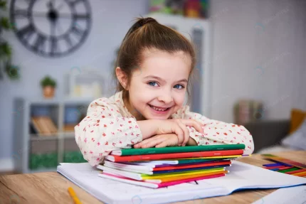 smiling girl studying home crceb9d122d size17.70mb 7195x4802 1 - title:graphic home - اورچین فایل - format: - sku: - keywords: p_id:353984