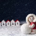 - snowman rolls snowball background small houses da crc3d31c256 size9.00mb 6000x4000 - Home
