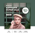 - social media post instagram template fashion ramadan super sale hijab girl - Home