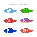 - social network icons set with paint brushes crc576d0619 size1.49mb - Home