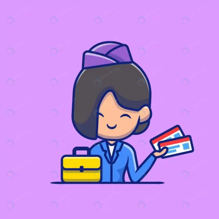 stewardess with suitcase boarding pass cartoon ic crccd7860b2 size0.52mb - title:graphic home - اورچین فایل - format: - sku: - keywords: p_id:353984