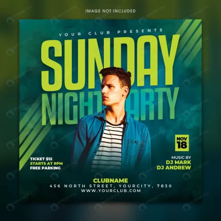 sunday night party flyer template rnd716 frp17957989 - title:graphic home - اورچین فایل - format: - sku: - keywords: p_id:353984