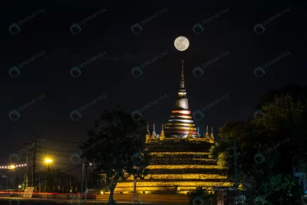 super moon night sky silhouette ancient pagoda wa crc124fd118 size9.96mb 6000x4000 - title:graphic home - اورچین فایل - format: - sku: - keywords: p_id:353984