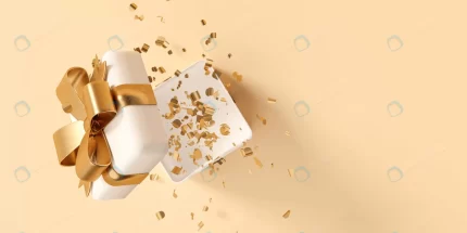 surprise white gift box gold ribbon with confetti crcb920b026 size9.17mb 8000x4000 - title:graphic home - اورچین فایل - format: - sku: - keywords: p_id:353984