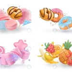 - sweet objects 3d vector cartoon cupcake donuts cak rnd588 frp18950207 - Home