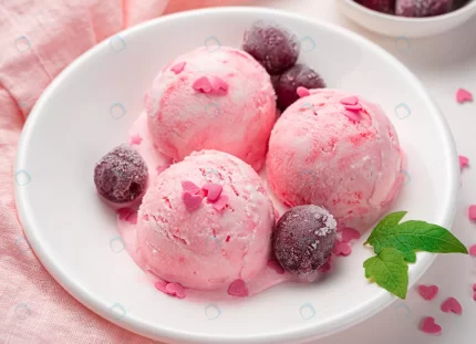 three balls ice cream with frozen cherries hearts crc47343096 size8.83mb 5530x4000 - title:graphic home - اورچین فایل - format: - sku: - keywords: p_id:353984
