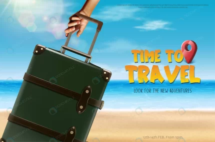 time travel banner tourist with luggage beach rnd151 frp17128680 - title:graphic home - اورچین فایل - format: - sku: - keywords: p_id:353984