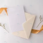 - top view flat lay wedding invitation card envelop crc37393008 size9.48mb - Home