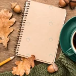 top view notebook with autumn leaves coffee crc36f2ae28 size3.1mb - title:Home - اورچین فایل - format: - sku: - keywords:وکتور,موکاپ,افکت متنی,پروژه افترافکت p_id:63922