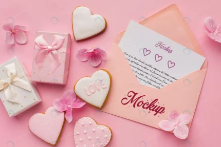 top view valentine s day cookies with mock up let crc11167330 size69.31mb 1 - title:graphic home - اورچین فایل - format: - sku: - keywords: p_id:353984
