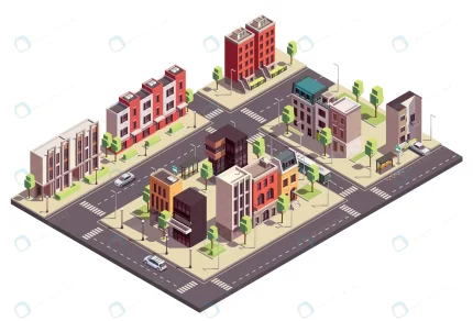 townhouse buildings isometric composition with ur crc5507a3eb size6.38mb - title:graphic home - اورچین فایل - format: - sku: - keywords: p_id:353984