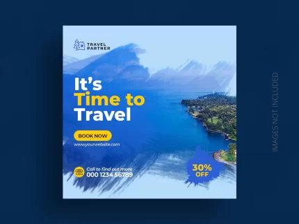 travel social media post banner template tour holiday vacation instagram post square flyer - title:graphic home - اورچین فایل - format: - sku: - keywords: p_id:353984