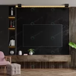 - tv cabinet with armchair plant dark marble wall 3 crcb08fa8de size5.89mb 4000x3000 - Home