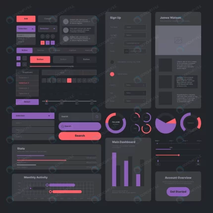 ui dark web design pages layout user icons button crc9da91167 size2.14mb - title:graphic home - اورچین فایل - format: - sku: - keywords: p_id:353984