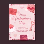- valentine s day party poster template flat design - Home