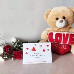 valentines day greeting card mockup with teddy.jp crc23ff055a size64.24mb - title:Home - اورچین فایل - format: - sku: - keywords:وکتور,موکاپ,افکت متنی,پروژه افترافکت p_id:63922