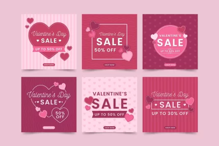 valentines day sale instagram post collection 2 - title:graphic home - اورچین فایل - format: - sku: - keywords: p_id:353984