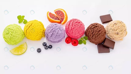 various ice cream flavor ball isolate white backg crc328b1c03 size11.19mb 6181x3477 - title:graphic home - اورچین فایل - format: - sku: - keywords: p_id:353984