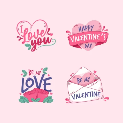 various labels badges valentine hand drawn - title:graphic home - اورچین فایل - format: - sku: - keywords: p_id:353984