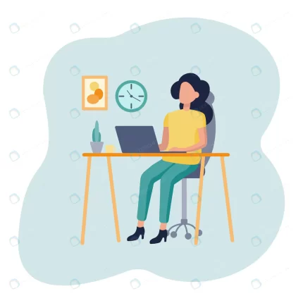 vector flat illustration workplace office girl is crc85d0fa5d size0.50mb - title:graphic home - اورچین فایل - format: - sku: - keywords: p_id:353984